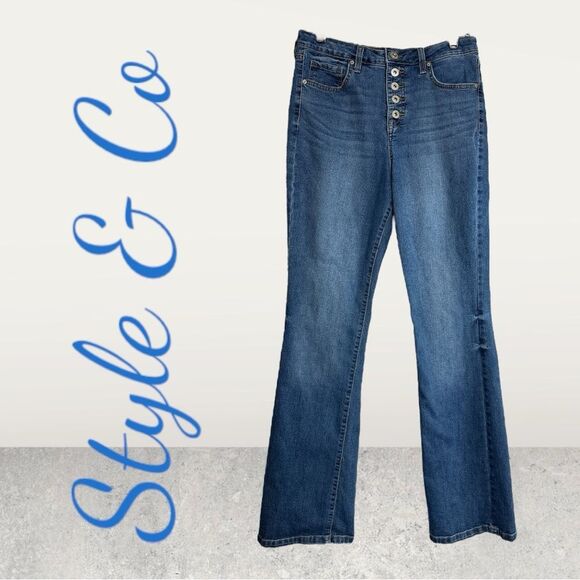 Style&Co Bootleg button up jeans - Picture 1 of 5
